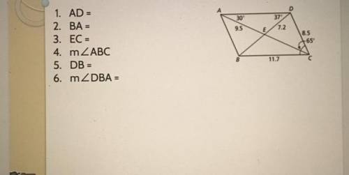 Find the indicated measures in parallelogram ABCD