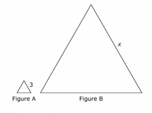 Figure A is a scale image of Figure B, as shown. The scale that maps figure A onto Figure B is 1:7.