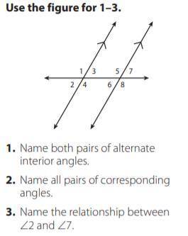 Name both pairs of alternate interior angles.​
