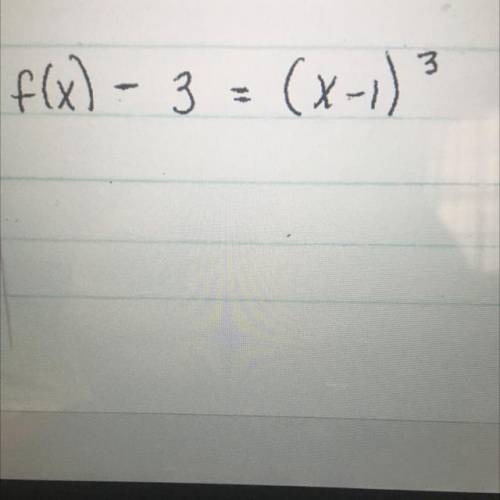 how would i graph this? i understand how i would graph the (x-1)^3 but the f(x)-3 part confuses me