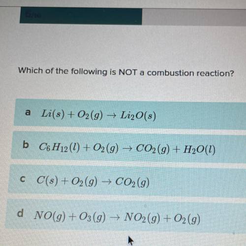 Which of the following is NOT a combustion reaction?