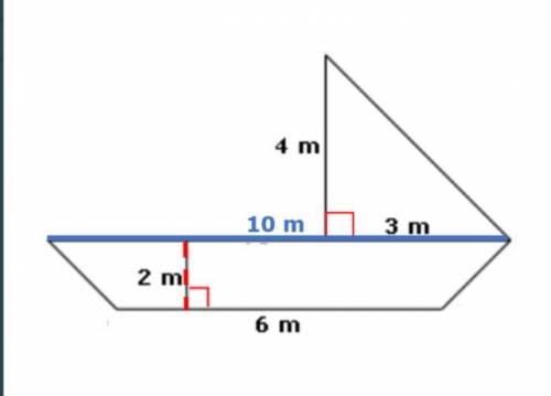 The Composite figure is made up of a Triangle, and a trapezoid. What is the area of the composite f