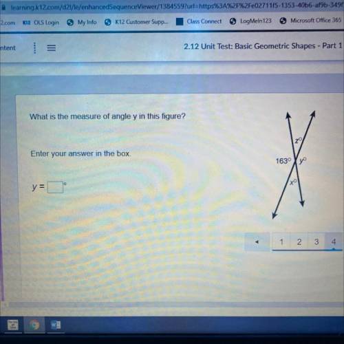 What is the measure of angle y in this figure?

za
Enter your answer in the box
1630
y =