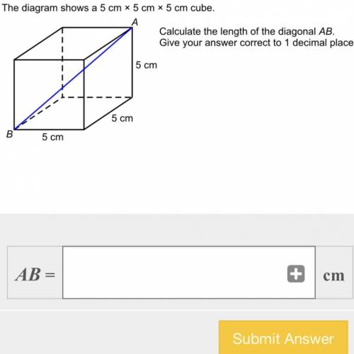 Calculate the length of the diagonal AB