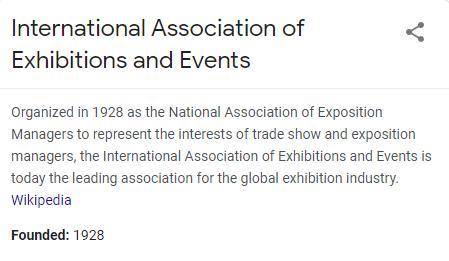 When was the International Association of Exhibitions and Events founded?