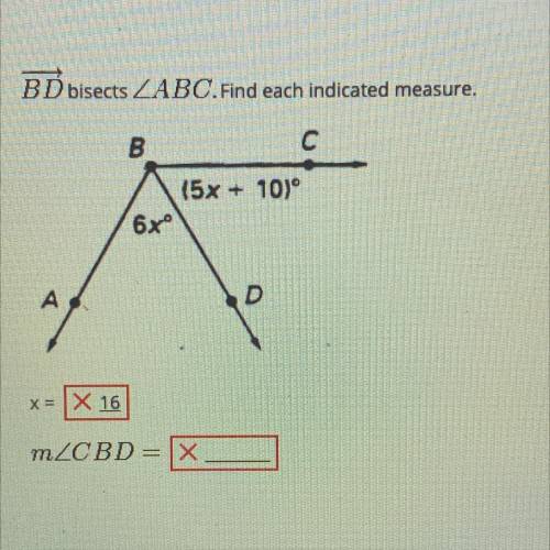 BD bisects ABC .Find each indicated measure. may someone help please
