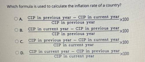 Which formula is used to calculate the inflation rate of a country?