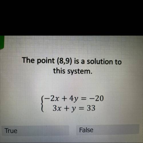 The point is (8,9) is a solution to this system