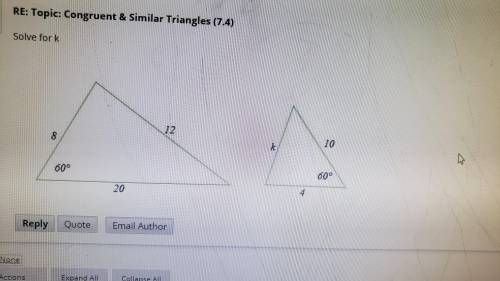 Congruent & similar Triangles.
Solve for K