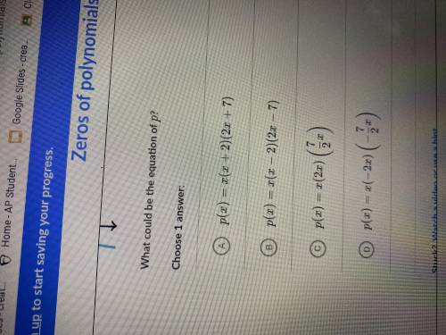 A polynomial P is graphed
What could be the equation of p? Pls help