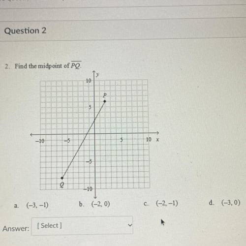 2. Find the midpoint of PQ.