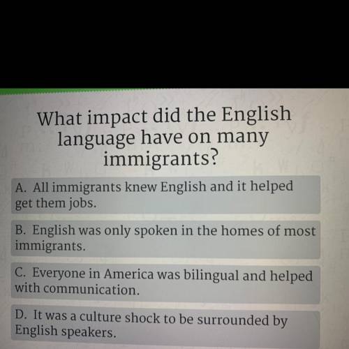 What impact did the English
language have on
many
immigrants?