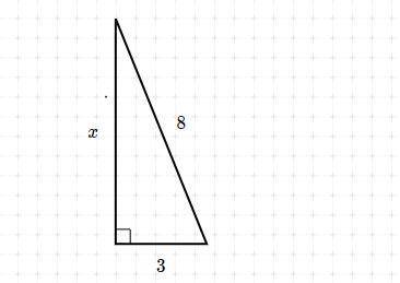Find the value of x in the triangle shown below.

Choose 1 
A.) x=√55
B.) x=7
C.) x=5
D.) x