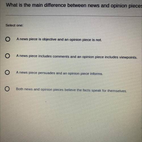 Evaluating Evidence:Question 9
What is the main difference between news and opinion pieces?