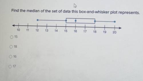 HELLO ASAP WILL GIVE 20 POINTS Find the median of the set of data this box-and-whisker plot represe