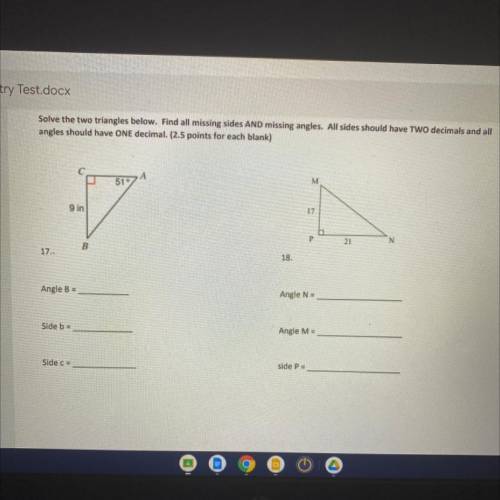 Find all missing sides and angles