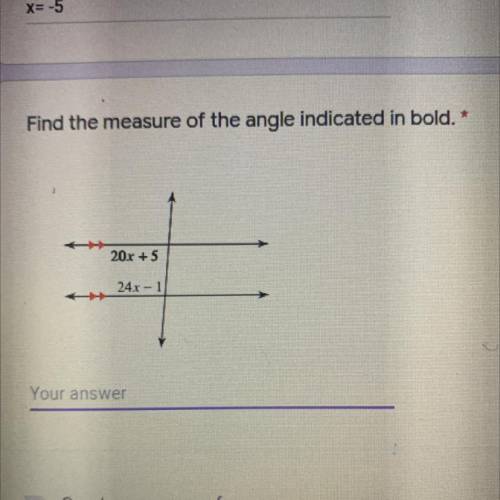 Find the measurement of the angle indicated in bold