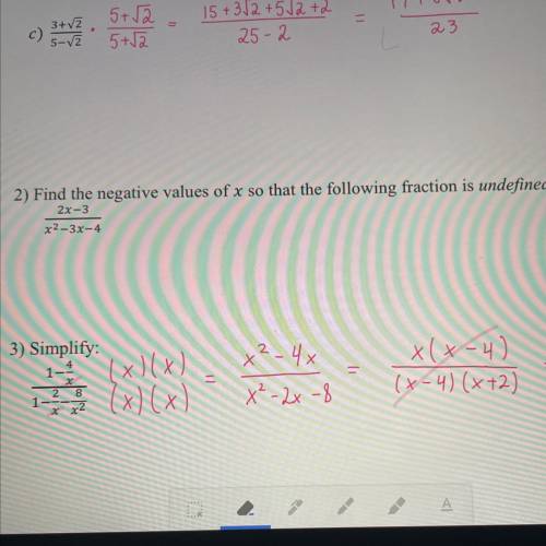 Find the negative values of x so that the following fraction is undefined ??