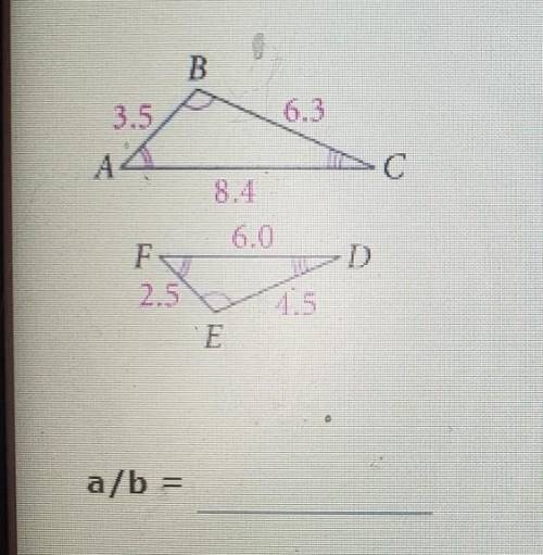 4. What is the similarity ratio of the top triangle to the lower triangle? Write your answer as a f