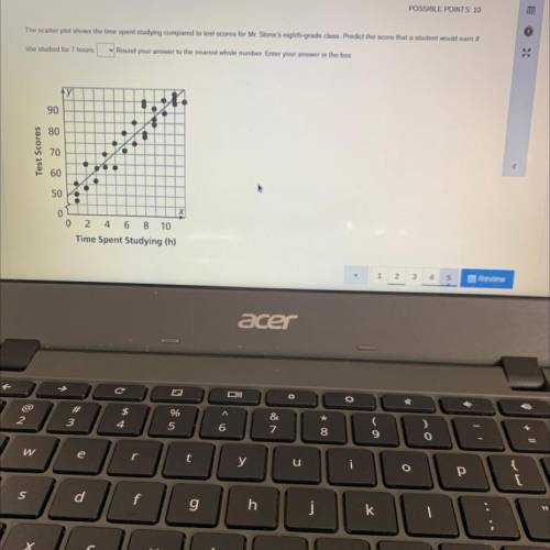 The scatter plot shows the time spent studying compared to test scores for Mr Stone's eighth-grade