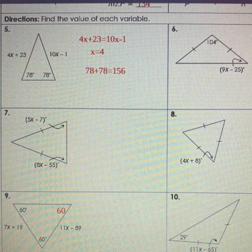 HELP ASAP!!!
do any questions you know! isosceles triangles!
