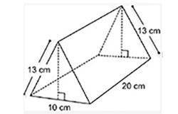 A candy bar box is in the shape of a triangular prism. The volume of the box is 1,200 cubic centime
