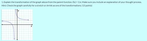 Explain the transformation of the graph above from the parent function, f(x) = 1/x. Make sure you i