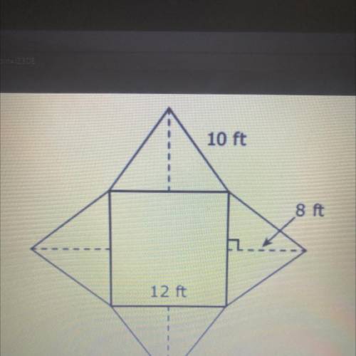 The net of a square pyramid and its dimensions are shown in the diagram. What is the total surface