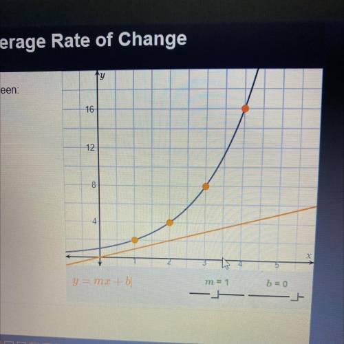What is the

average
rate of change between.
X= 1 and x = 2?
X = 2 and x = 3?
X = 3 and X = 4?