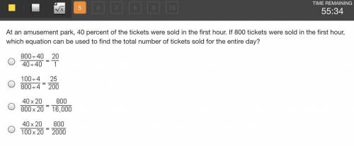 HURRY PLEASEEE PLEASE PLEASE

At an amusement park, 40 percent of the tickets were sold i