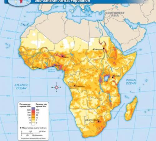 Please help me on a timer

Look at the most populated areas of Africa. These pockets are located n