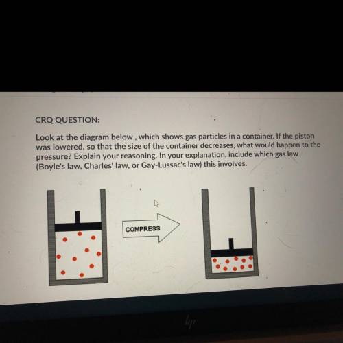 CRQ QUESTION:

Look at the diagram below, which shows gas particles in a container. If the piston