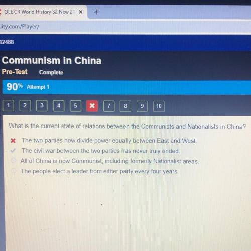 What is the current state of relations between the Communists and Nationalists in China?

* The tw