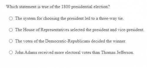 Which statement is true of the 1800 presidential election?