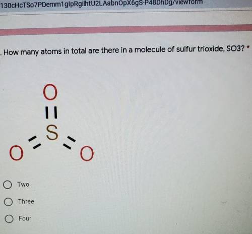 How many atoms in total are there in a molecule of sulfur trioxide, S03​