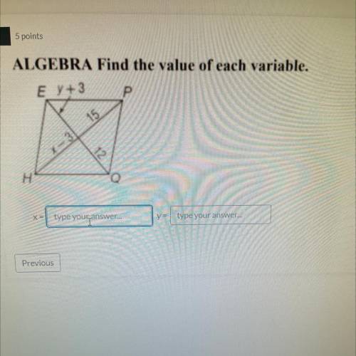 HELP TAKING A TEST FOR THIS
ALGEBRA Find the value of each variable.