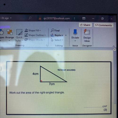 Work out the area of the right-angled triangle