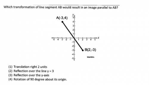 Which transformation of line segment AB would result in an image parallel to AB?
