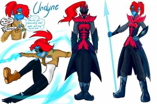 Draw the after effect of this undyne with a buzz cut she mentioned