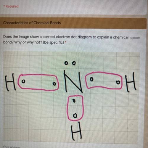 Does the image show a correct electron dot diagram to explain a chemical 4 points

bond? Why or wh