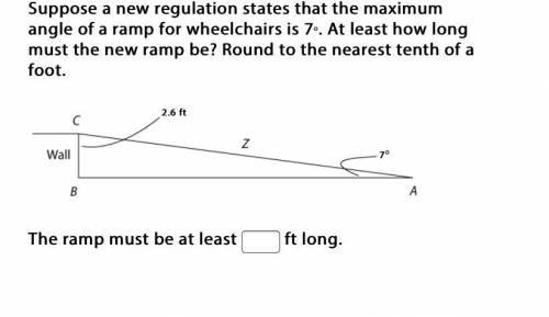 PLS HURRY Suppose a new regulation states that the maximum angle of a ramp for wheelchai