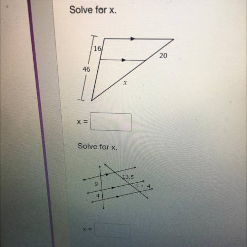 Solve for x. 
Please help !