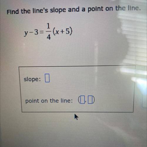 Find the line’s slope and a point line (HELP PLEASE)