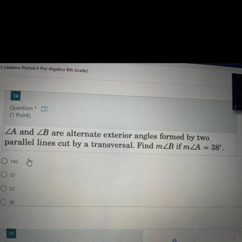ZA and ZB are alternate exterior angles formed by two

paralle lines cut by a transversal. Find m