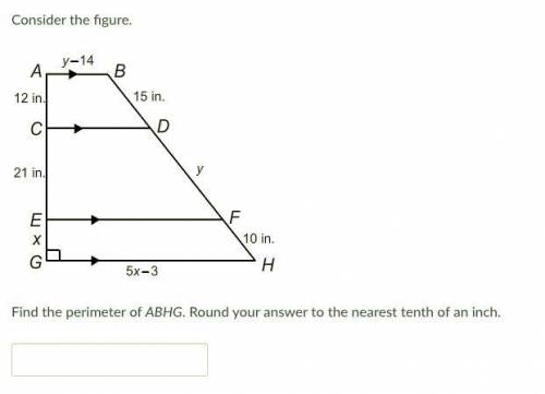 Find the perimeter of ABHG. Round your answer to the nearest tenth of an inch.