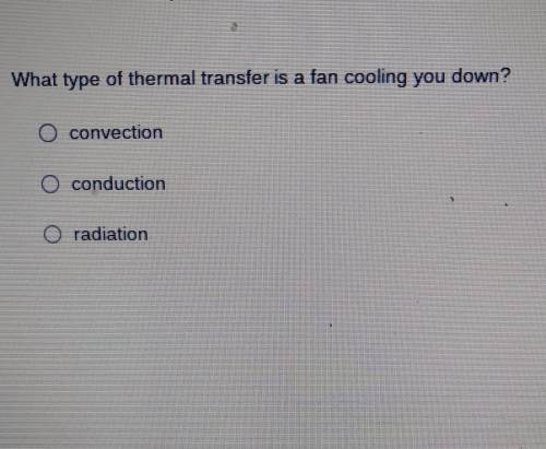 What type of thermal transfer is a fan cooling you down?​