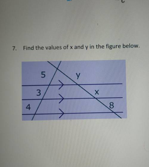 Find the values of x and y in the figure ​