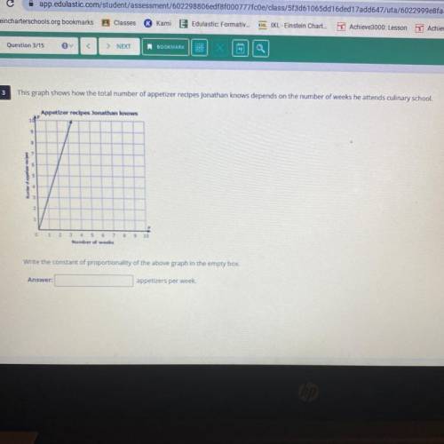 Write the constant of proportionality of the above graph in the empty box.

appetizers per