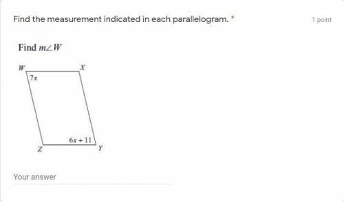 PLEASE help
Find the measurement indicated in each parallelogram. Find m < W