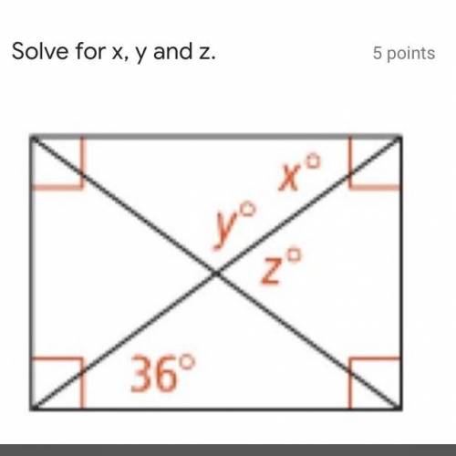 Solve for X, y and Z.